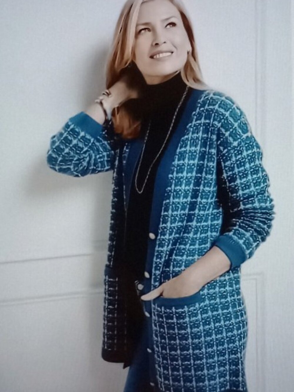 Talbots Cardigan Knit Sweater Teal Button Up 100% Merino Wool Size Cozy Chic